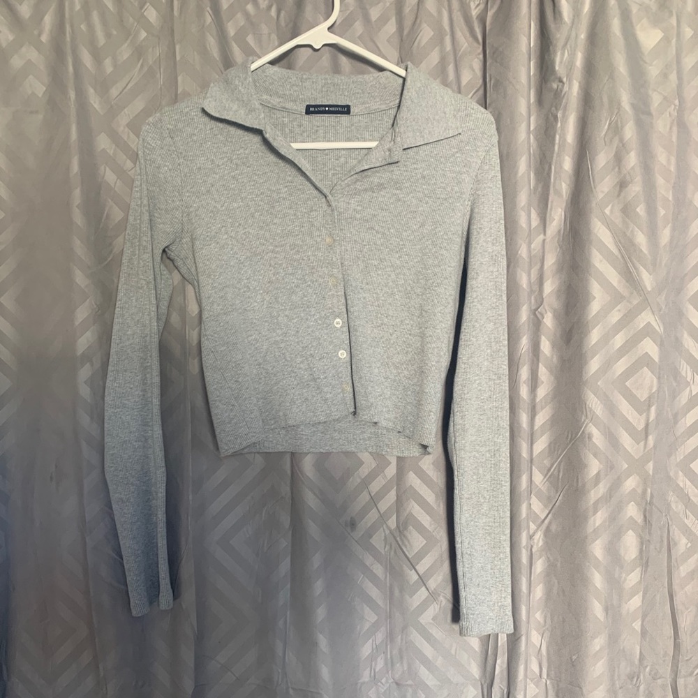 Long Sleeve Button Up Shirt-Cropped